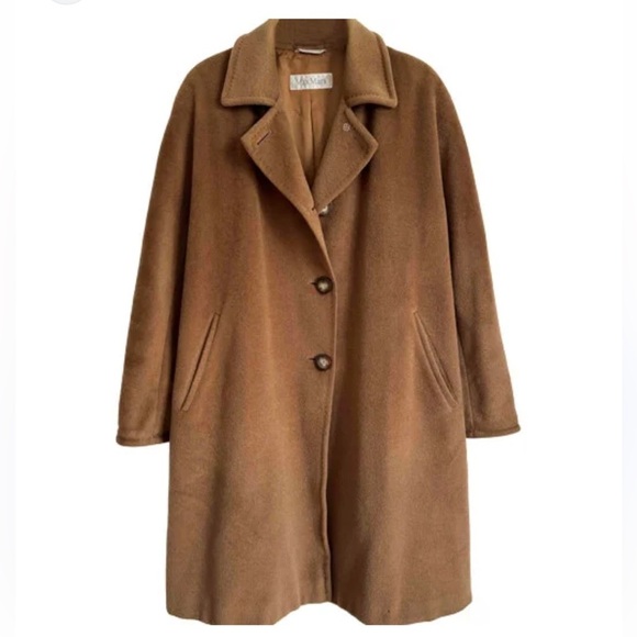 MaxMara Jackets & Blazers - MAX MARA Womens Camel/Tan Pure  New Wool Peacoat Size 6